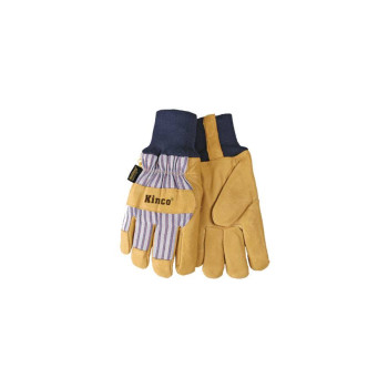 Lined Pigskin Leather Gloves with Knit Wrist