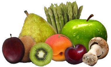 Grouping of various fruits, vegetables, mushrooms